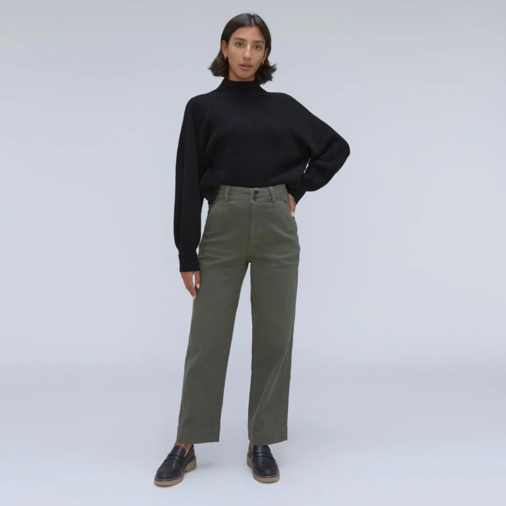 Everlane Organic Wide Leg Pant in Kambaba Green